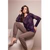 LORMAR PIGIAMA DONNA MANICA LUNGA SERAFINO DES654382 MELANZANA/NOCE