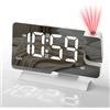 Taurion Sveglia digitale con proiezione a 180°: sveglia con proiezione con USB, sveglia di tipo C con visualizzazione del giorno della settimana, sveglia con proiezione a 4 livelli per scrivania