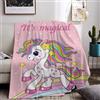 HZVRTN Coperta a forma di unicorno, in flanella, per bambini, colore rosa, per ragazze, morbida, ideale come regalo di compleanno, divano, letto, coperta in pile (unicorno F, 150 x 200 cm)