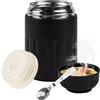 VGECEE Contenitore per Alimenti Isolato 600 ML in Acciaio Inox 316 con Cucchiaio | Contenitore per il Pranzo Isolato, Thermos per Alimenti Caldi, Portapranzo Coibentato per Zuppa, Porridge, Riso, Nero
