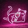 GNVETZLL Gatto Bicchieri da vino Insegna al Neon Dimmerabile Luce LED Rosa Gatto Per Decorazione Parete Cocktail Luci Al Neon Alimentate Da USB Light Up Segni Per Bar Decor Soggiorno Cat cafe Arte Sala da