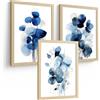Nacnic Set 3 Quadri Fiori Blu Moderni Poster Decorativi, Arredamento Salotto Camera Da Letto Cucina Bagno A4 Senza Cornice