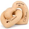AESTHESTIFY Cuore in Legno Personalizzato con Nomi, Regalo 5° Anniversario Coppia | Cuori Intrecciati Incisi, Regalo Coppia Personalizzato per Anniversario, San Valentino, Matrimonio, Lui e Lei