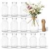 Keltorio Set di 12 piccoli vasi per decorazione da tavolo, 125 ml, vasi decorativi in vetro, con corda di iuta, per soggiorno, camera da letto, feste