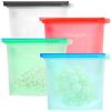 TESSTSY 4 Pezzi Sacchi Portaoggetti Congelatori Borsa Silicone,Sacchetti Freezer Silicone da 1L con Clip di Chiusura,Sacchetti Riutilizzabili Freezer Resistenti al Calore per Frutta Verdura Latte Snack Carne