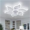 YOLEDY Lampada Ventilatore da Soffitto, Intelligente Pale da Soffitto con Luce e Telecomando, Forma a Fiore, Dimmerabile, Reversibile 6 Velocità, Motore DC con Timer, Bianco