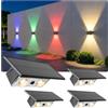 Auting Lampade Solari Parete Esterno RGB 4 Pezzi IP65 | Faretti wireless Up Down con colori RGB per giardino piscina terrazza e decorazioni festive impermeabili