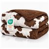 Home Tresor Coperta Plaid Pile Invernale Divano Singola Matrimoniale Morbida Calda Scaldotto Confortevole Finta Pelliccia Pelosa Retro Agnellato Sherpa - MUCCA Marrone, Matrimoniale 200x230 cm