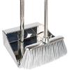 Gloffer Paletta in acciaio inox con set di spazzole, scopa con manico lungo e paletta in metallo resistente, per interni ed esterni, per casa, atrio, ufficio