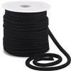 BENECREAT 27,34 Yards/25 m di filo nero, corda di ricambio in policotone, corda morbida con bobina di plastica, corda intrecciata per cappotti, pantaloni, pantaloncini, scarpe, fai da te