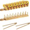 SHENGYIG SHENGYI 2 Pezzi Vassoi di Tacos Stile, Supporto-Tacos in Legno | Supporto per Tacos con Manico, per 8 Tortillas, Include 2 Clip, Adatto per Hot Dog, Panini, Torte, Pane
