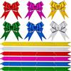 YAAVAAW 30mm Glitter Fiocco Regalo Natale,60 Pezzi Fiocchi per Imballaggio Coccarda con Nastro,Fiocchi Decorazione Riutilizzabili Pull Bow Decorazioni Feste di Matrimonio Natale Compleanno Fioristi Auto