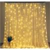 YASTA Tenda Luminosa Micro LED Luce Calda 3x3 Metri per Interno Filo Argento Decorazioni (LUCE CALDA)