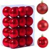 HongChelle Palline di Natale, mini dimensioni, palline di Natale da appendere, infrangibili, lucide, opache e glitterate, rosse decorate