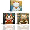 PIY PAINTING Animali Su Tela, Gattino Quadro Da Parete, Campane Stampa Su Tela, Immagine Pittura, Facile Da Appendere Per Camera Letto Soggiorno Ingresso Corridoio, Set Di 3, 30x30 cm (90X30 CM)
