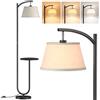 Thalyrnn Lampada da terra con ripiano a U, 3 colori, rotazione 350° | Altezza 160 cm, inclinazione 120°, interruttore a pedale. Base stabile, design ad arco per soggiorno, camera, ufficio