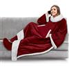 PAVILIA Coperta in pile con maniche, tasche per i piedi, per donne, uomini e adulti, calda coperta indossabile in peluche, regalo utile