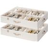 StorageWorks Scatola portaoggetti per scarpe sotto il letto, fino a 24 paia, organizer pieghevole con supporto a pavimento, scarpiera per armadio, bianco avorio, 2 pezzi
