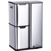 Relaxdays Cestino, 3 scomparti, 60 L, innesti estraibili, chiusura soft-close, pedale, acciaio inox, argento