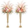 NUPTIO Vaso Oro per Matrimoni Centrotavola: 55,5cm Alti, a Forma di Tromba | 2 Pezzi, Struttura in Metallo, per Anniversario, Festa, Natalizi, Tavolo, Decorativi Supporto per Composizioni Floreali