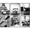 Dazzlewall 6pcs arte della parete della città in bianco e nero, immagini di fotografia moderna del paesaggio urbano per camera da letto ufficio soggiorno arredamento 20×25 cm senza cornice