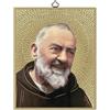F.LLI BONELLA Fratelli Bonella | Quadro Sacro raffigurante San Pio su legno MDF di pioppo 8mm con Mosaico in lamina dorata formato 18x24 cm | Made in Italy