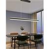 WJYCYN moderno a LED dimmerabile Lampada a sospensione dal design lineare nero Lampadari e a sospensione con telecomando per ristoranti tavoli da pranzo uffici sale riunioni lampada (L150cm 65W)