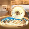 KSIBNW 12V Striscia LED COB, 5M Luci LED Bianco Caldo 3000K Adesive Strisce LED 320LEDs/M Flessibile Luce Nastro Larghezza 5mm Tagliabile Tubo LED per Soggiorno, Natale, Bar, Senza Alimentatore