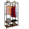 Relaxdays Armadio Aperto Appendiabiti, Guardaroba con Ripiani, Ganci e Barra, 180x94,5x40 cm, MDF e Ferro, Nero Marrone