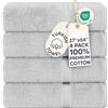 Chakir Turkish Linens Asciugamani turchi di qualità alberghiera e da spa, in 100% cotone di alta qualità, morbidi e assorbenti (grigio argento, set da 4)