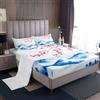 Homemissing Onda Giapponese Lenzuolo Ciliegio Fiore Set Lenzuola 150x200cm Traspirante Morbido Montagna 3 Pezzi Stile Giapponese Camera Da Letto Arredamento Microfibra