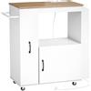 HOMCOM Carrello da Cucina con Presa di Corrente, Mobile con Ruote, Bianco | Aosom Italy