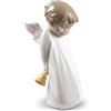 NAO Figura Statuina in Porcellana Angelo Suonatore di Campana 17cm