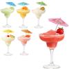 Generico OCEANO Set 6 Calici Margarita 240ml in Vetro Trasparente con 12 Ombrellini Decorativi Bicchieri da Cocktail Coppette per Desserts Monoporzioni Antipasti Coppe da Aperitivo Bar Feste
