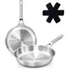 briebe Pure Inox Set Padelle Acciaio Inox Induzione 20-24 cm Senza PFOA | Triplo Strato Tri-Ply Senza Rivestimento, Adatte a Tutti i Piani Cottura, Forno e Lavastoviglie