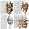 MYPRACS Stampo in silicone per maschere di carnevale, stampi per caramelle, fondant, decorazione per torte, cupcake, cioccolato, argilla polimerica, pasta di fiori, set da 4 pezzi