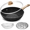 MICHELANGELO Set wok nero antiaderente, 28 cm