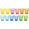 cecaro group Set 12 Bicchieri Vetro Colorato 250 ml, 6 Colori, Lavastoviglie- Bicchieri Acqua e Bibite con Design a Righe, Colori Assortiti, Resistenti