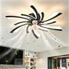 GWYAJTU Lampadario Ventilatore Fiore 6 Velocità Reversibile DC Silenzioso Ventola Soffitto Con Luce LED Dimmerabile Timer Ventilatore Da Soffitto Con Luce E Telecomando Per Camera Da Letto-Black
