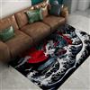 Generic Tappeti giapponesi ukiyo-e soggiorno ocean great wave antiscivolo morbidi lavabili fantasy animale cinese drago scuro tappetino blu camera letto ufficio arredamento asiatico orientale 160x230cm