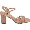 Malu Shoes Sandali Alto Donna Oro Rosa con Fascette di Brillantini Tacco Largo 8 cm Chiusura alla Caviglia Regolabile