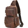 newsbirds Zaino Monospalla Uomo Vera Pelle Borsello Uomo Pelle Tracolla Spalla Sling Bag Crossbody Bag Borse Petto per Trekking Viaggi Lavoro Scolastici