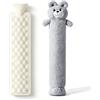 VETOLAKA Borsa dell'acqua calda extra lunga da 2 litri con rivestimento a forma di orso: morbida borsa dell'acqua calda in gomma naturale, rivestimento in morbido peluche, perfetta per collo, letto e coccole