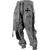 RUMAOZIA Pantaloni da allenamento da uomo, lunghi con stampa vichinga, in vita elasticizzata, con tasche, pantaloni da trekking, vestibilità larga, pantaloni sportivi da corsa, fitness, mitologia