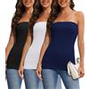 Pafnny Top a tubo lungo in cotone da donna senza spalline sexy a fascia 3 pezzi