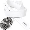 Cipo & Baxx Cintura da uomo in pelle, design semplice, fibbia in metallo, stile casual, colore bianco, taglia 95