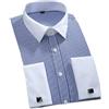 Generic JJDFW M ~ 6XL Camicia da uomo con polsino francese bianca a maniche lunghe formale bottoni da lavoro camicie da uomo vestibilità regolare gemelli camicia