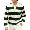 FZKun Polo da uomo a righe, stile retrò, classica, da rugby, casual, vestibilità larga, a maniche lunghe, con colletto alla moda, per golf, lavoro, ufficio, attività all'aperto, uso quotidiano