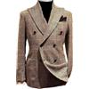 Pkrboro Uomo Giacca da Abito Pied-de-Poule Blazer Doppio Petto Matrimonio Formale Natale Tuxedos Cappotto