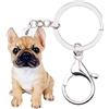 NEWEI Portachiavi in acrilico con bulldog francese cucciolo di cane animale anello borsa regalo per donne ragazze signore ciondoli animali domestici